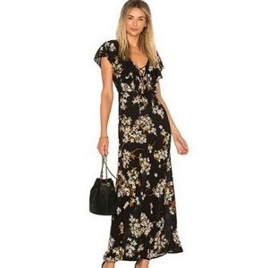 Amuse Society Alana Black Floral Lace Up Maxi Dress